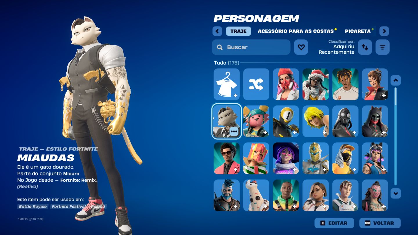 Conta de fortnite 175 skins, 168 picaretas e 144 asa deltas (passe season 4+)