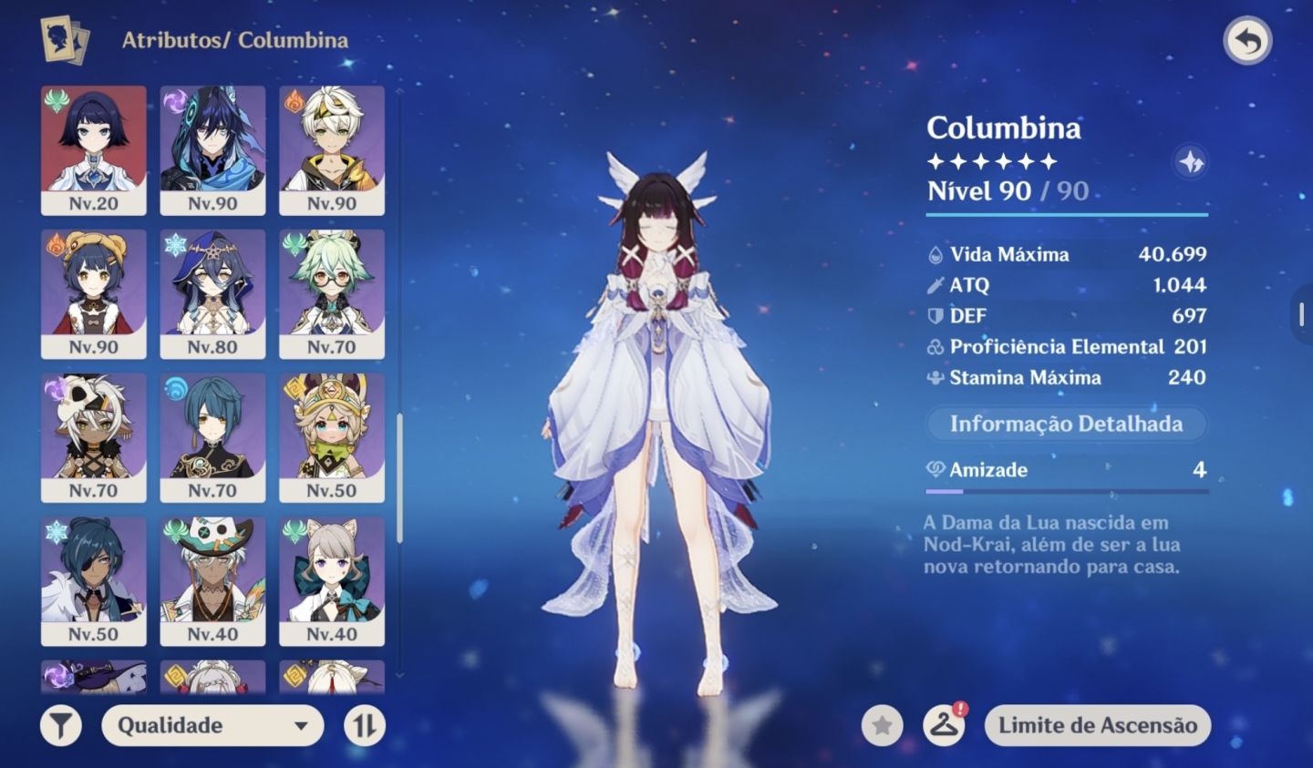 Conta Premium Genshin - AR 56 - Columbina, Furina C3, Mavuika Etc..