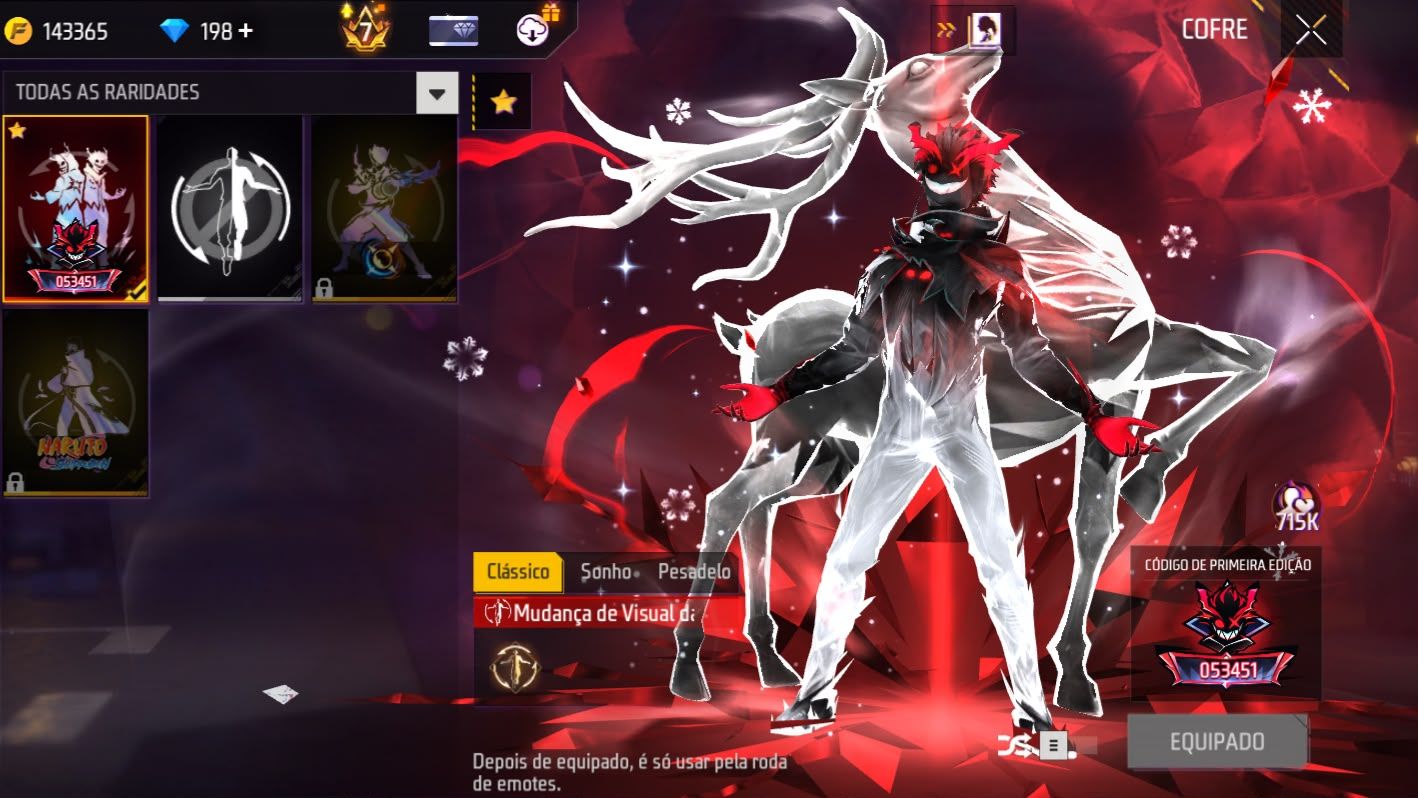 Conta free fire gemada com angelical barbinha punho bandeirao troca nick prime 7