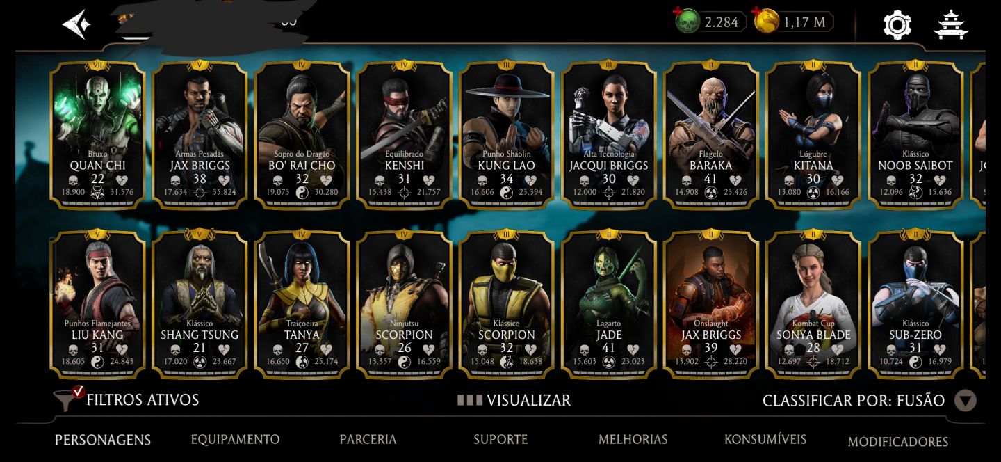 CONTA MK MOBILE - 18 DIAMANTES (RAIN F4, LIU KANG) + 200 CRISTAIS DRAGÃO.