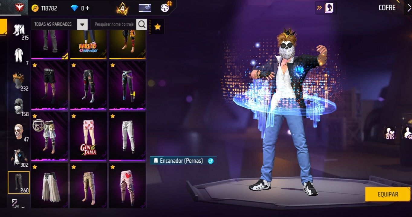 Conta de free fire para ap + skins Conjuntos