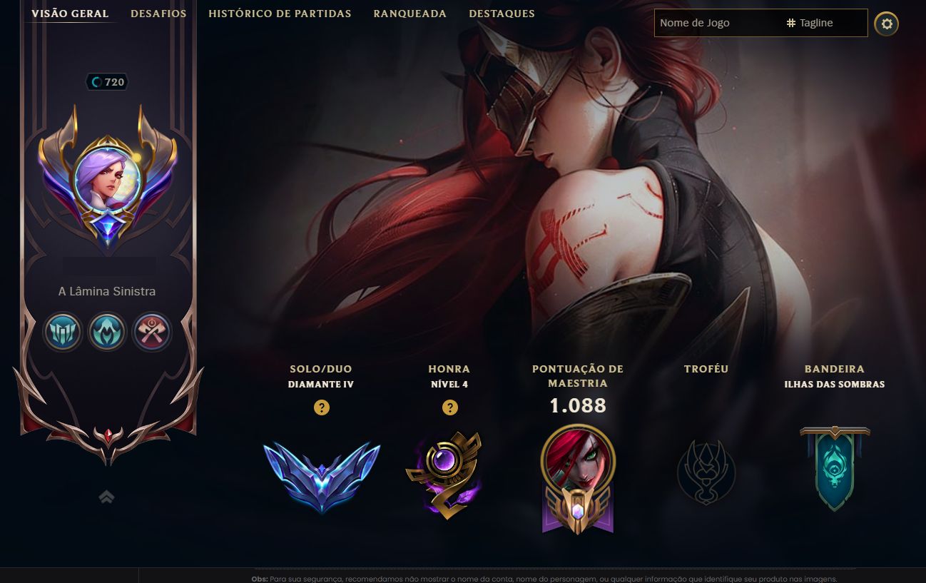 Conta League of Legends MMR MESTRE COM 508 SKINS RARAS