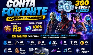 CONTA FORTNITE | PASSE LVL 113 JASON + CRISTAL + RESERVADO