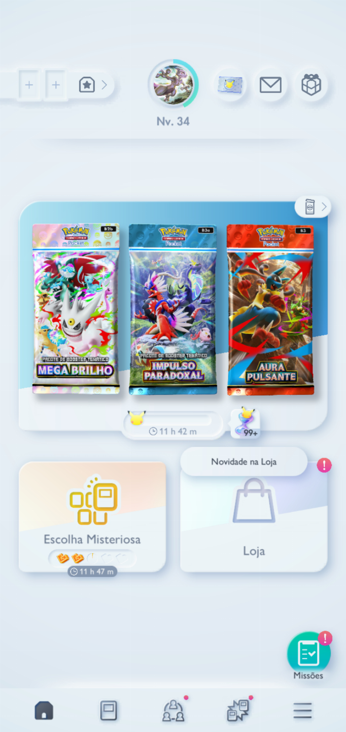 Conta Pokémon TCG - NV 34 com mais de 2,5k cartas, Doce Raro Coroa PT BR e mais!
