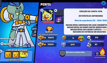 CONTA DE BRAWL STARS ANTIGA DE 2018