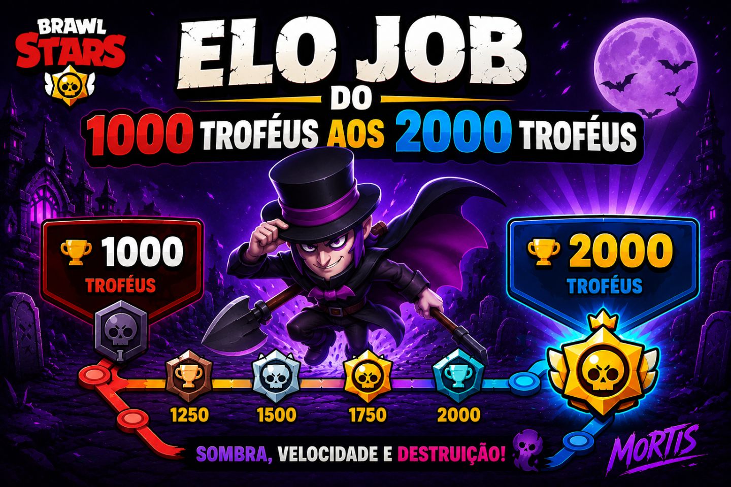 Subo troféu no brawl stars ate os 2k, completo missão de passe | ELO JOB |