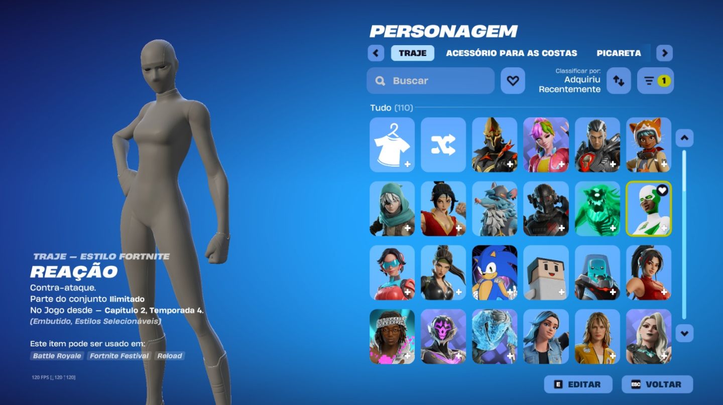 CONTA FORTNITE COMPETITIVA Skin de Super-Herói 135 Picaretas + 1.850 V-BUCKS