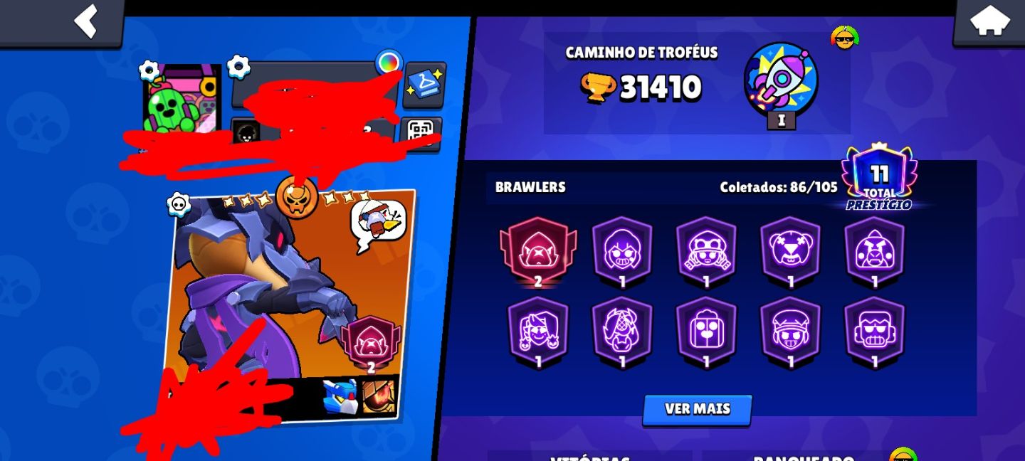 CONTA DE BRALW STARS 31.4K TROFÉUS 86 brawlers | 13 poder 11 | Corvo dracônico