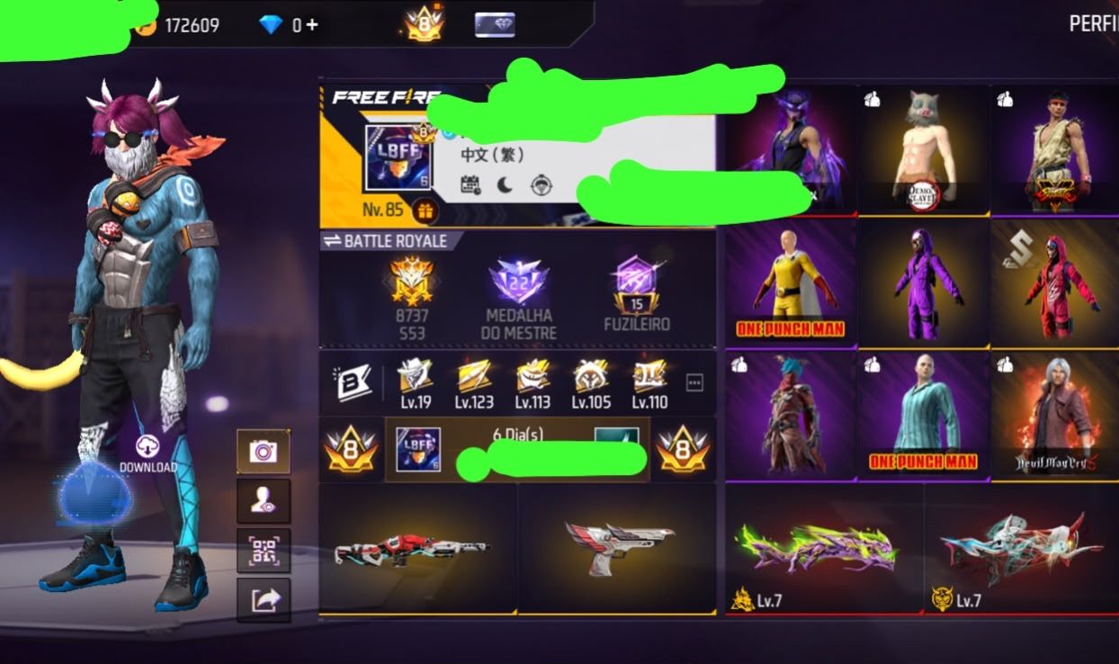 Conta de free Fire ex verificada com banner da LBFF