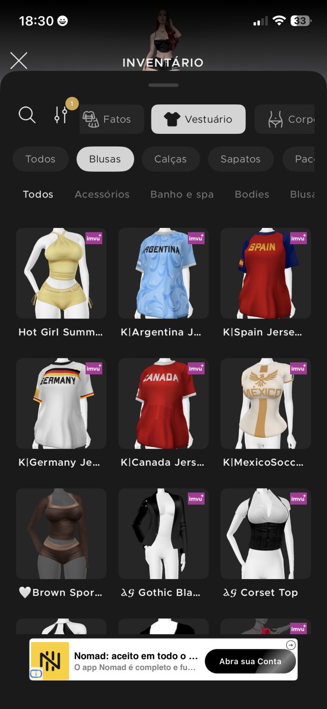 Conta de Feminina Imvu