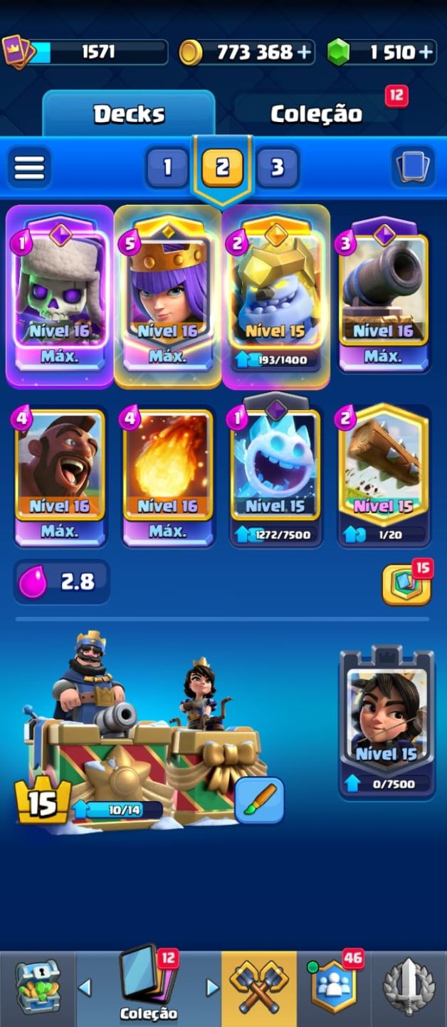 Conta clash royale 12k500 trofeus 5 cartas nv max