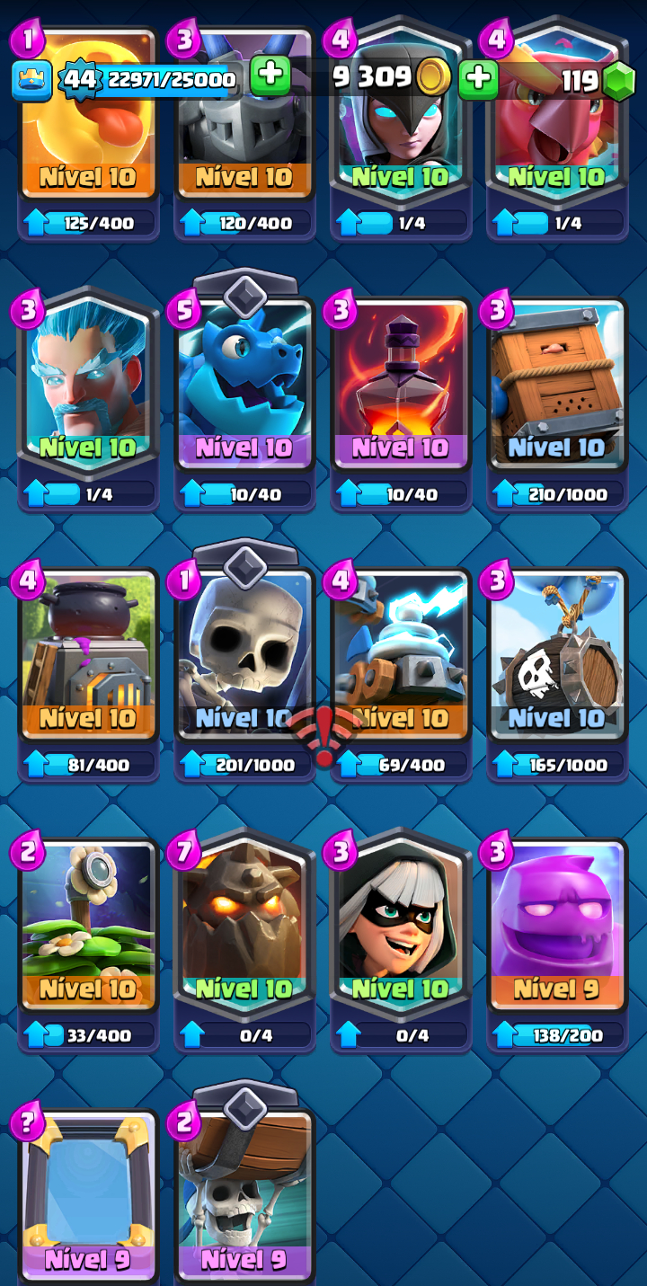 CONTA DE CLASH ROYAL FULL CARTAS, ALGUNS HERÓIS E EVOLUÇOES