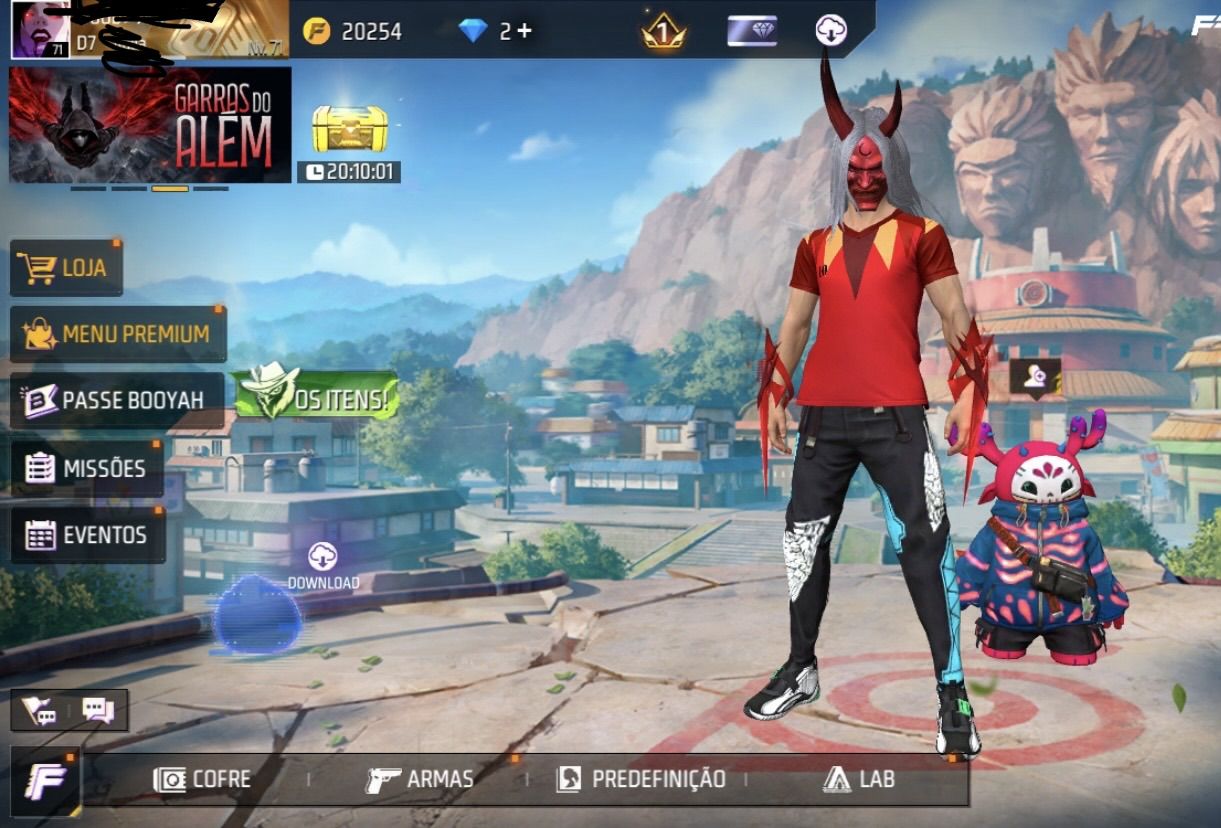 Free Fire Conta Level 71 Antiga 7 Anos | 2 Calças Angelicais Azul e Vermelha | I