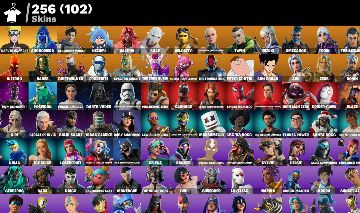 Conta Fortnite com 256 skins e muitas skins de loja