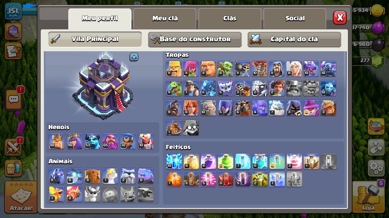 Conta clash of clans cv 15 e clash royale arena 20