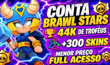 Conta de brawl stars com mais de 44k de troféus, conta antiga com muitas skins