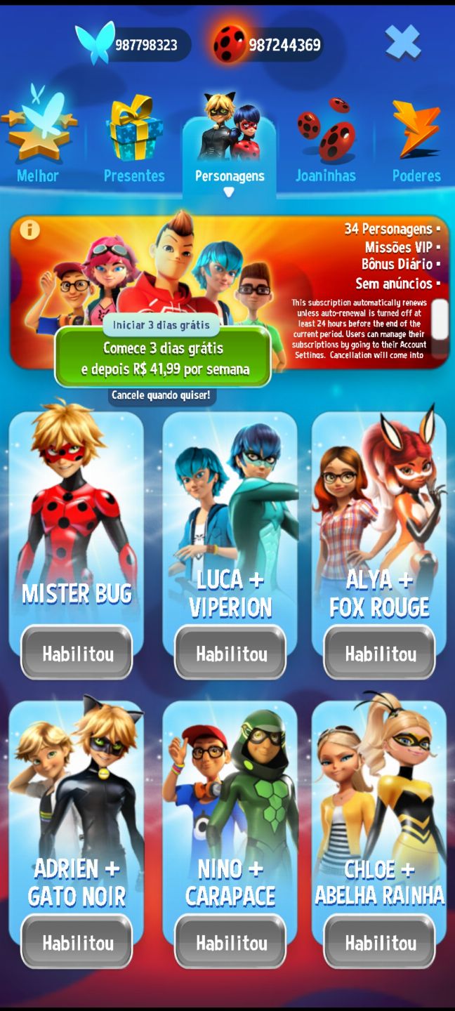 CONTA FULL MIRACULOUS | JOANINHAS + BORBOLETAS | RECURSOS MAX | ENTREGA RÁPIDA