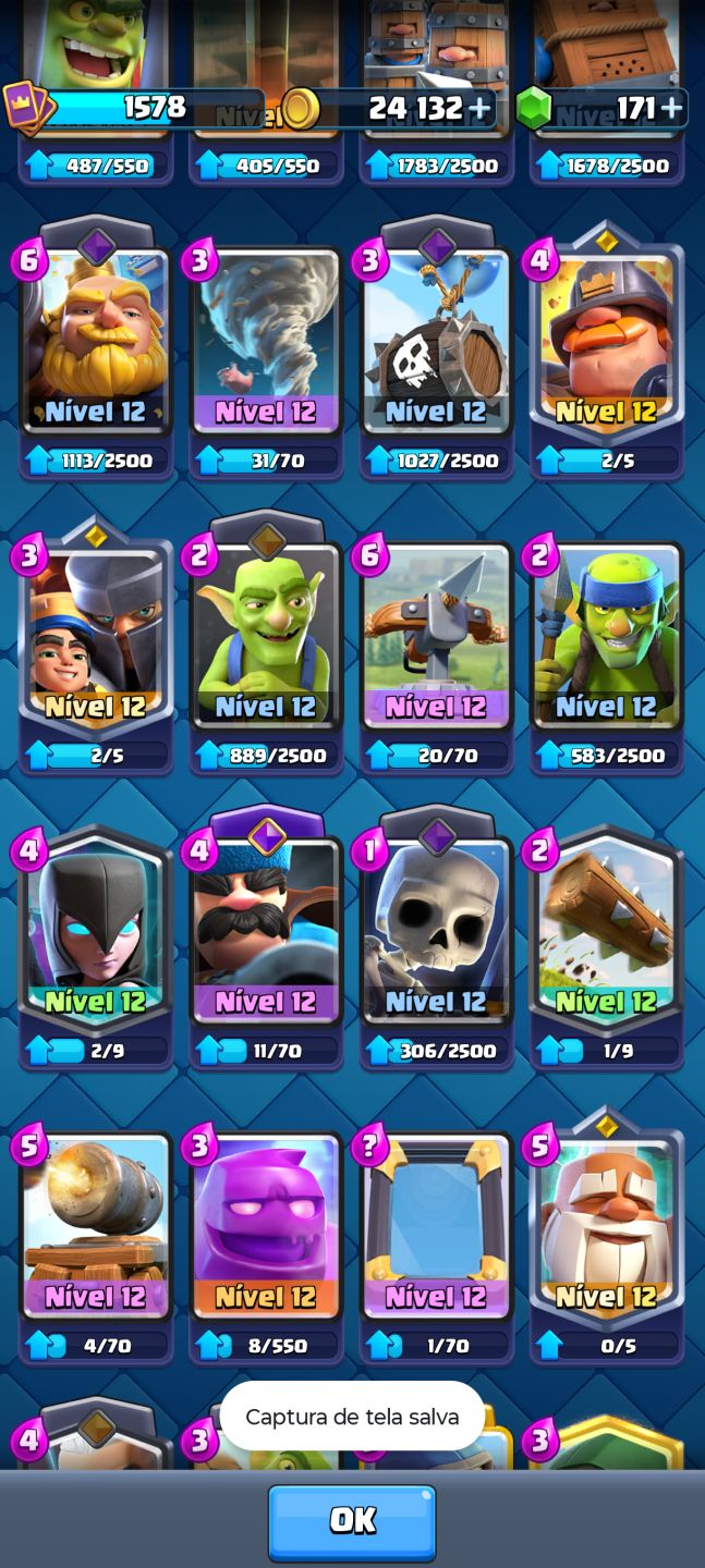CONTA CLASH ROYALE ANTIGA COM ALGUMAS EVO DO META