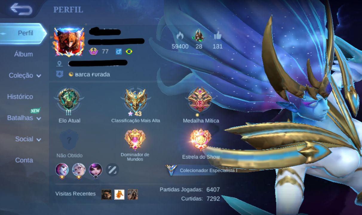 Conta de mobile legends com muitas skins