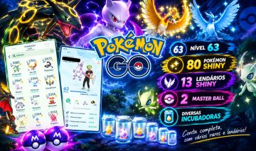 CONTA LVL 63 POKEMON GO, 80 pokemons Shine/brilhantes