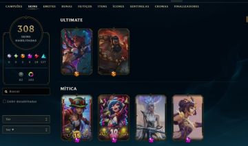 Conta lv 1117 esmeralda 4 com 308 skins