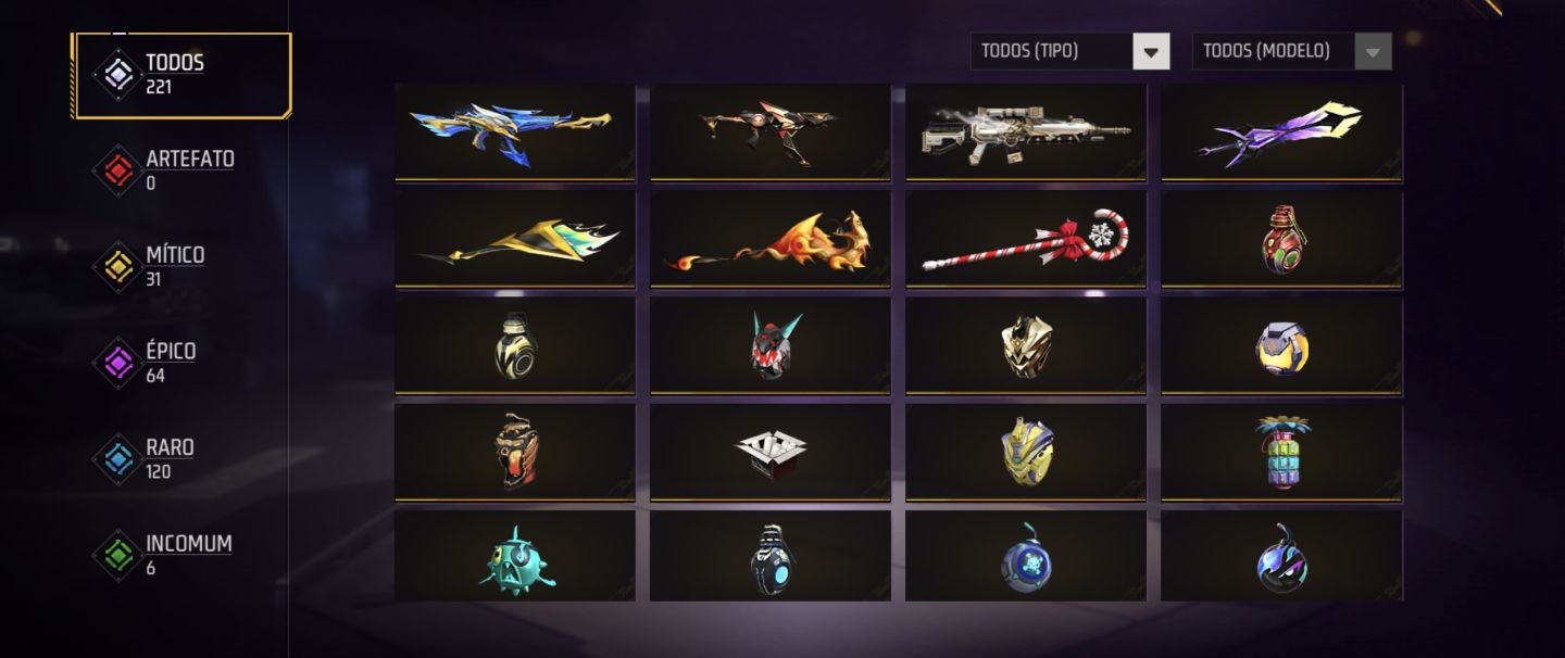 CONTA FREE FIRE [169 PEITAS] CALÇA ANGELICAL VERMELHA | UMP ROXA | DUNK MASTER
