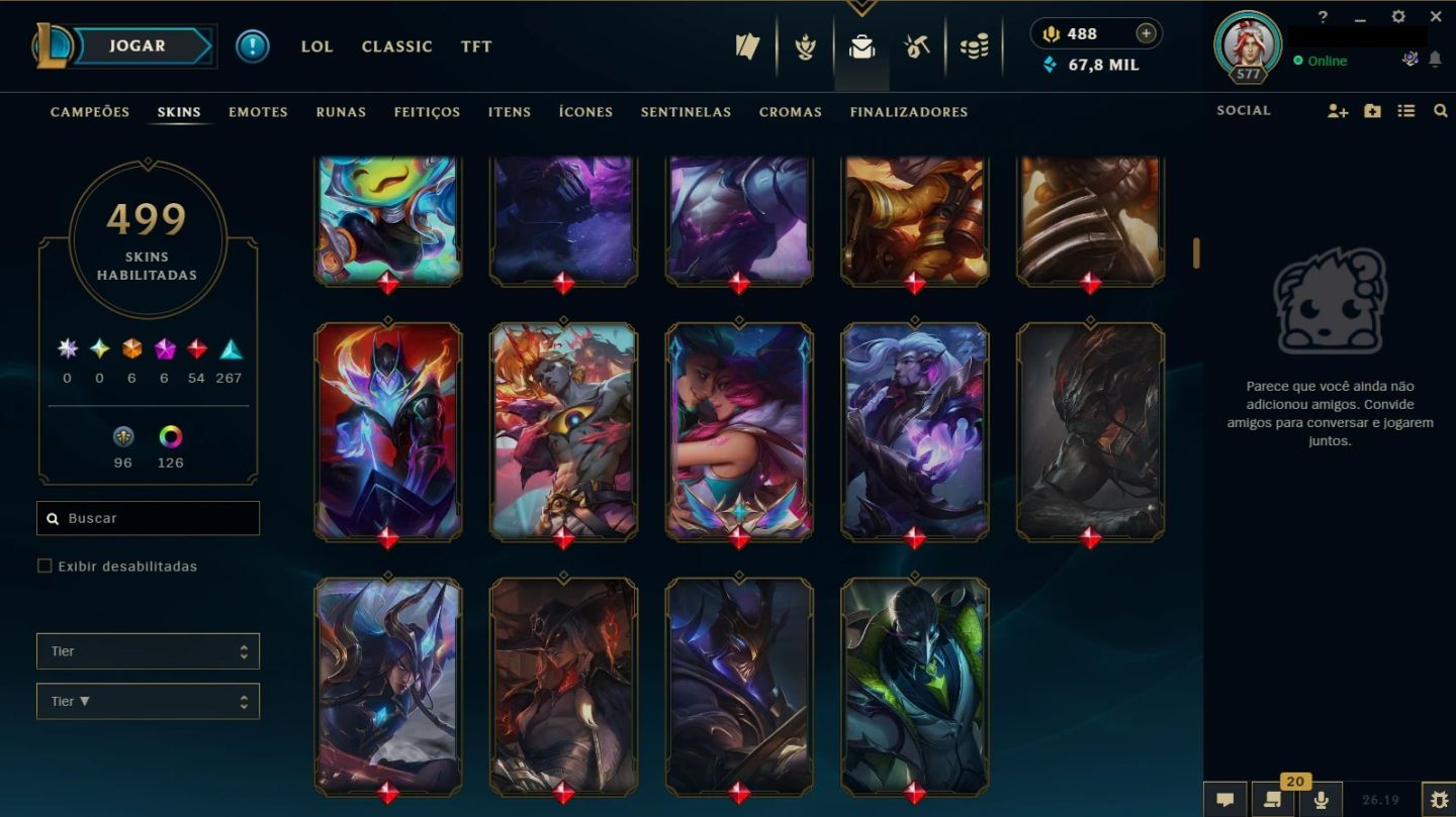 Conta com 501 skins