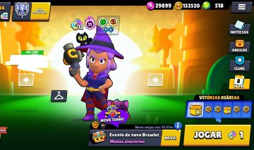 Conta Brawl Stars de 2019 - 500+ gemas - 130k moedas - Shelly bruxa - skins rara