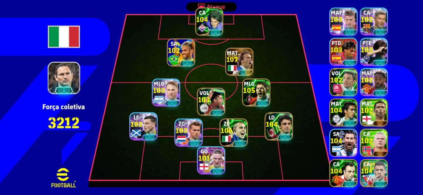 CONTA DE EFOOTBALL DEL PIERRO BIG TIME, NEYMAR 102, BATISTUTA