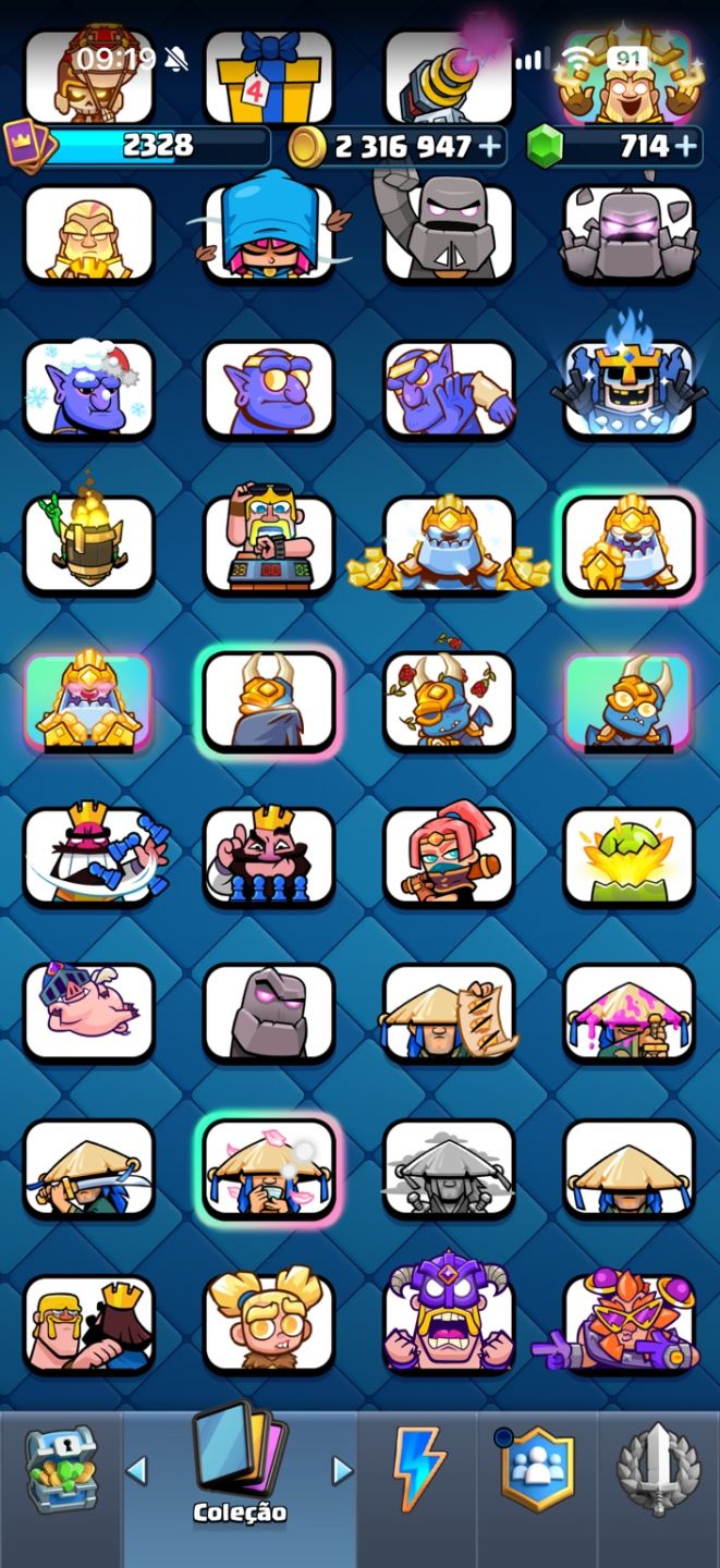 CLASH ROYALE | CONTA FULL MAX 16 | 123/123 CARTAS | 43/43 EVOLUÇÕES | 172 EMOTES