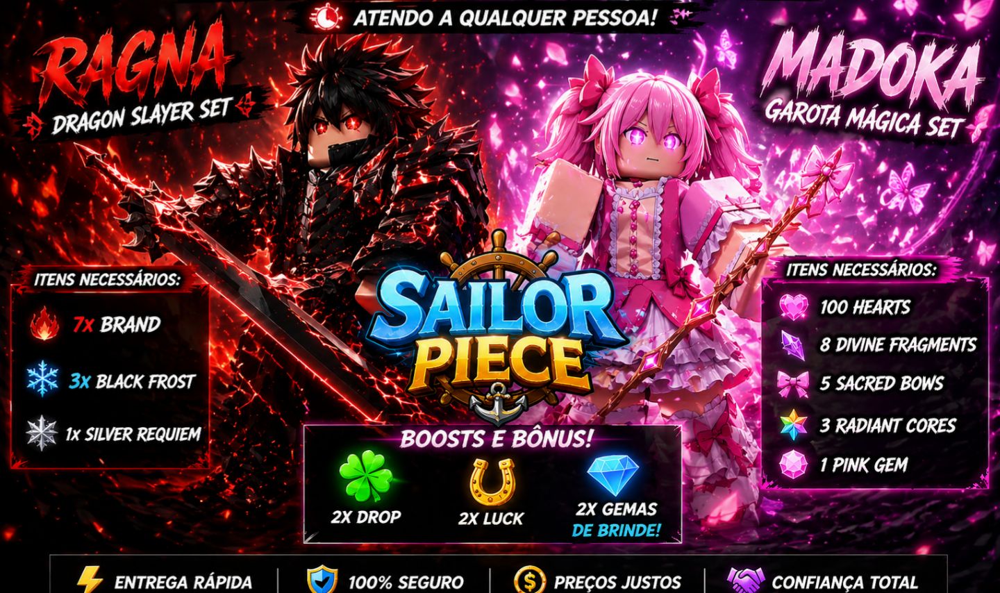 ITENS SAILOR PIECE MADOKA SET + RAGNA SET + 2x Gamepass (SETS E GAMEPASS)baratos