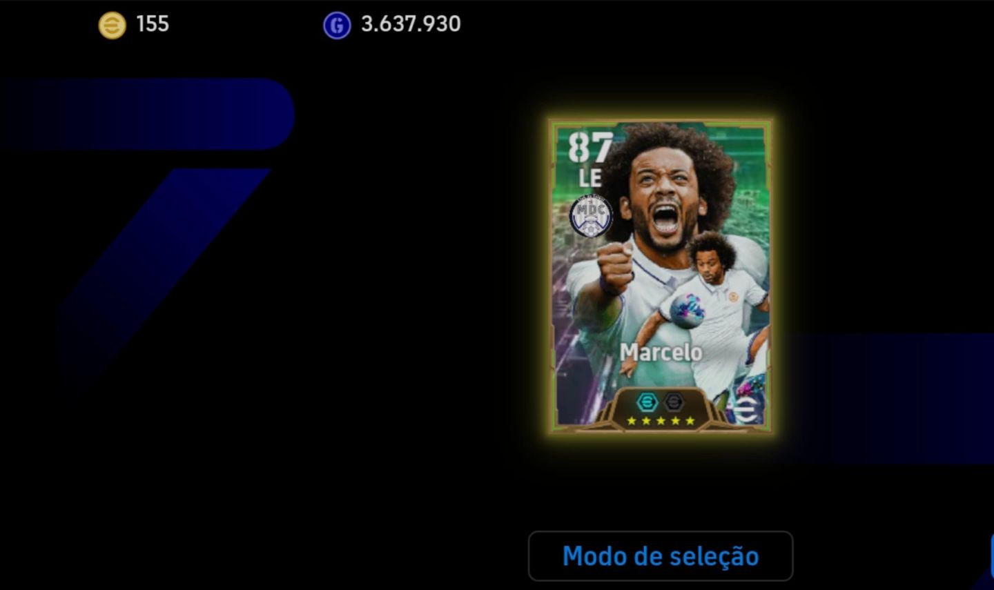 Conta eFootball TOP com Força Coletiva 3158 e Lendas como o novo Marcelo!