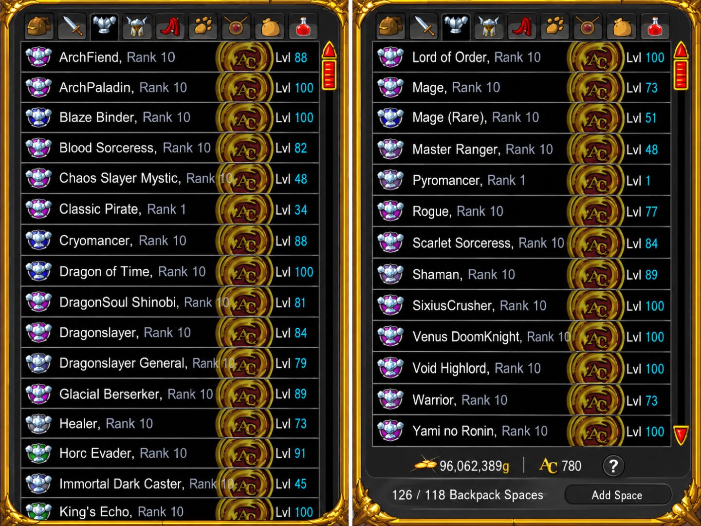CONTA 15 AQW ANOS / 2 DONATED IODA PRA USO/ OBLIVION SWORD RARE/ FORGES/ ENDGAME