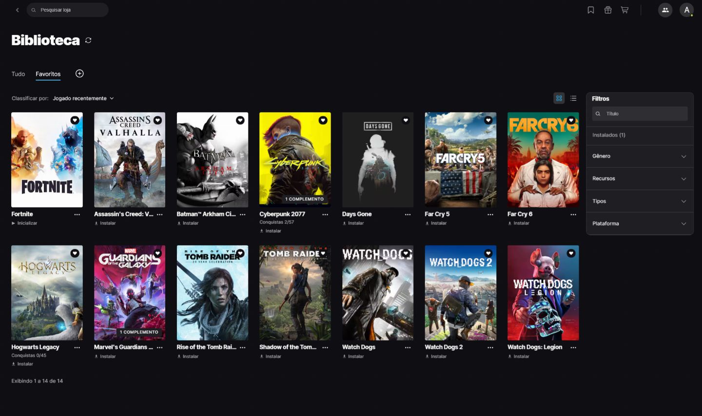 Conta Fortnite + Conta Epic com alguns jogos.