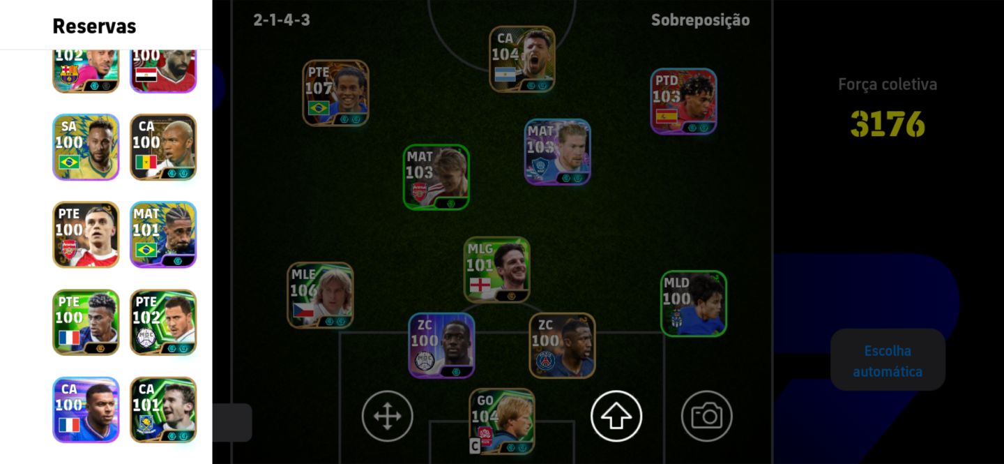 Conta com 3176 de força, R10 Big time e diversos outros jogadores