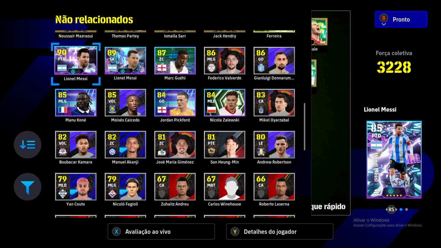 PC, PACK DE PORTUGAL, BALE 108, TORRES 106, AGUERO BLITZ, SUAREZ, MALDINI 109