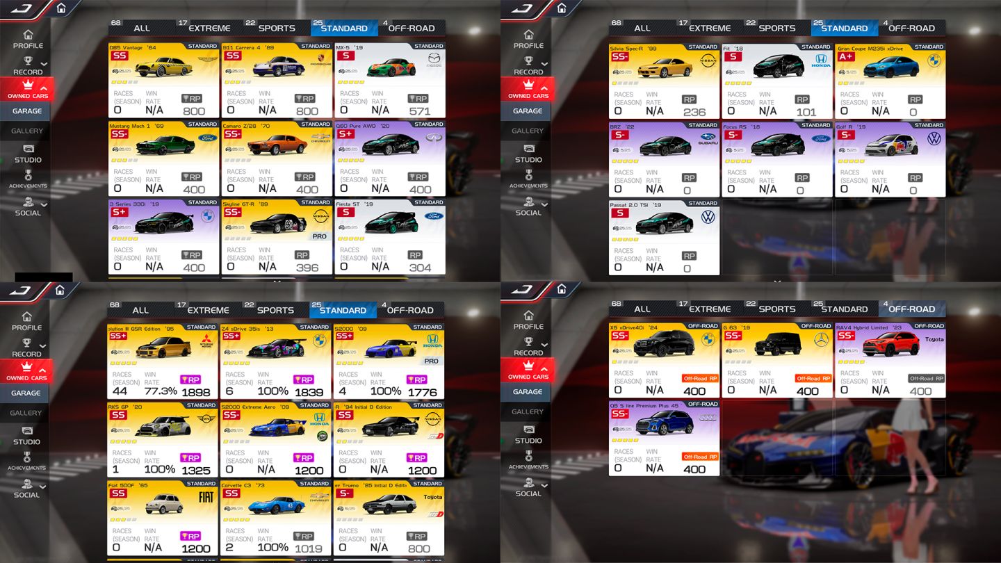 CONTA RACING MASTER | VIP 7 | REI DA VELOCIDADE | VÁRIOS CARROS | ESTUDIO NV 6