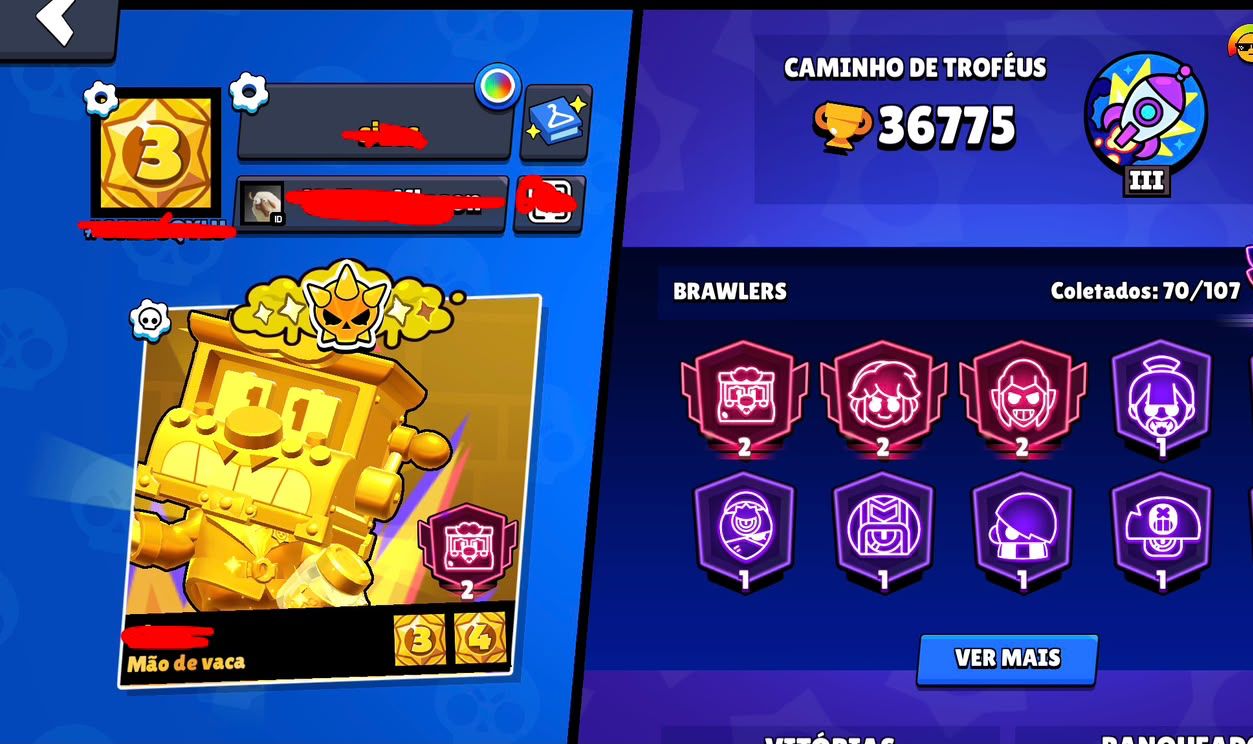CONTA DE BRAWL STARS 36K DE TROFEUS | COM SIRIUS | 70 BRAWLERS