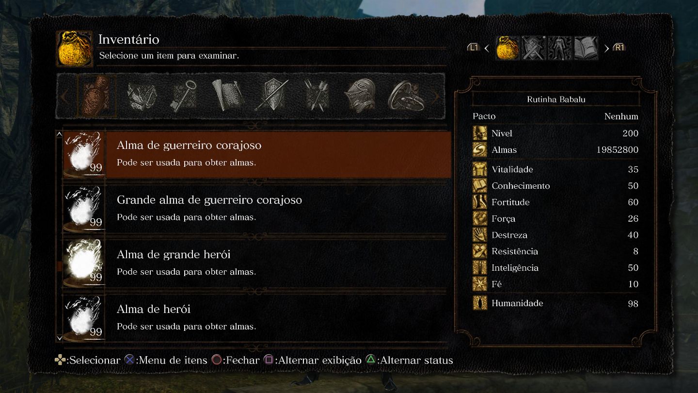 Dark Souls Remasted - Almas comuns e de CHEFES, Titanitas e todos itens do jogo