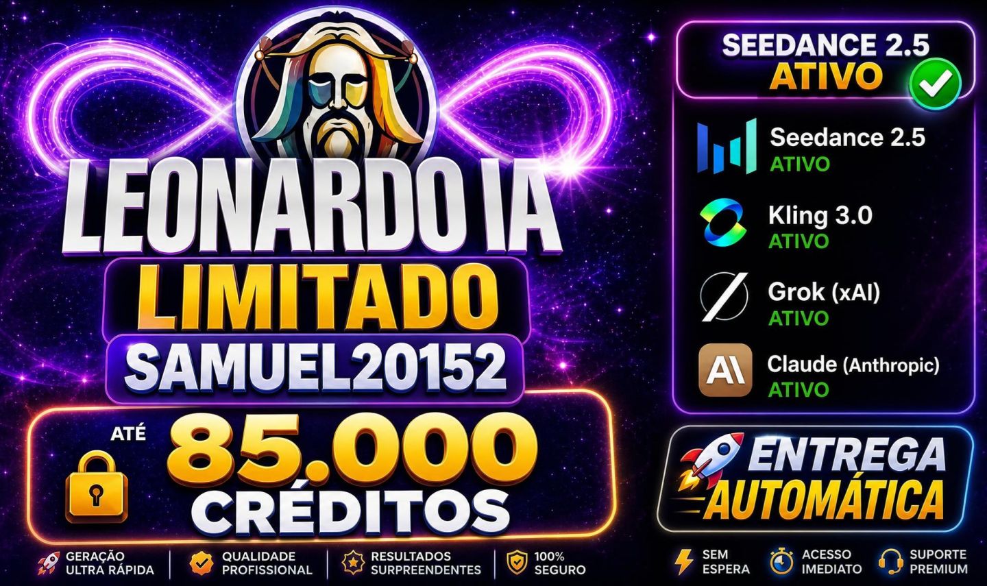 LEONARDO IA [COM SEEDANCE 2.5 | KLING 3.0| GROK | WAN 3.0] [ENTREGA AUTOMATICA]