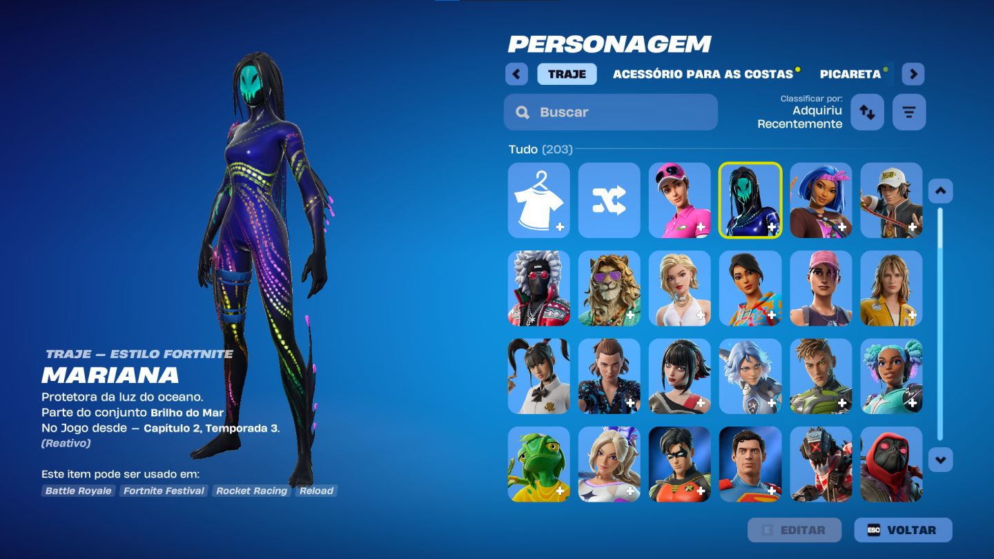 Conta fortnite 203 skin salve o mundo fundador e glow