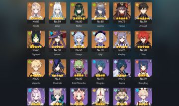 Conta Genshin com 11 personagens 5 + 4 armas 5