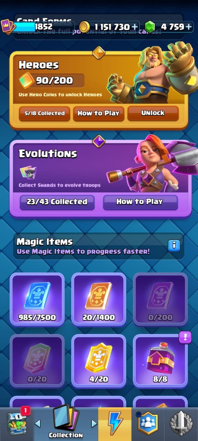 Conta Clash Royale, 14k troféus + evoluções e heróis e cartas nível max 16