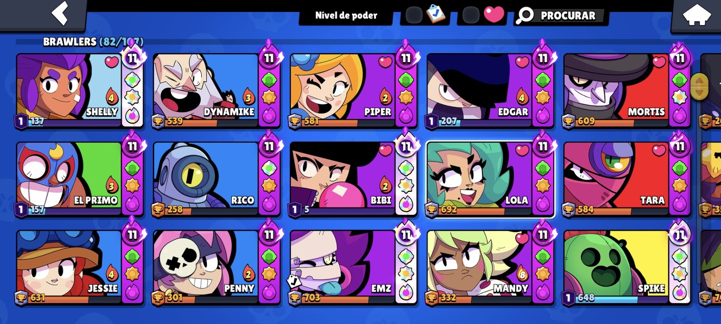 CONTA BRAWL STARS 23.064 TROFÉUS | 82/107 BRAWLERS