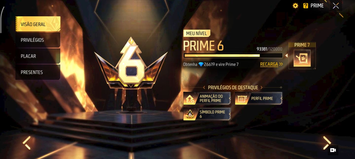 CONTA PRIME 6- 6 EVOLUTIVAS - 24 PASSES INCLUINDO MANO MAX - 2 PUNHOS - 7 ANOS!