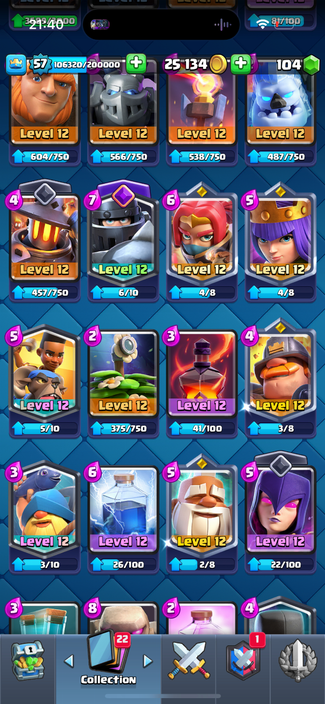 CONTA CLASH ROYALE | LVL 57 | 20 EVOLUTIVAS | 20 ELITES | 10K TROFÉUS