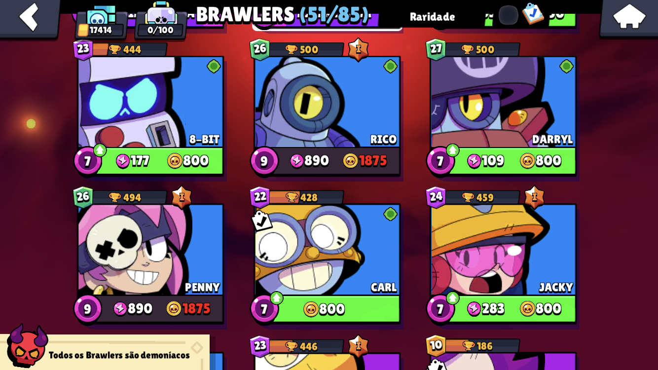BRAWL STAR (+50 BRAWLS + 38 SKINS) /CONTA CLASH OF CLANS ( SEMI-FULL CV - 11)