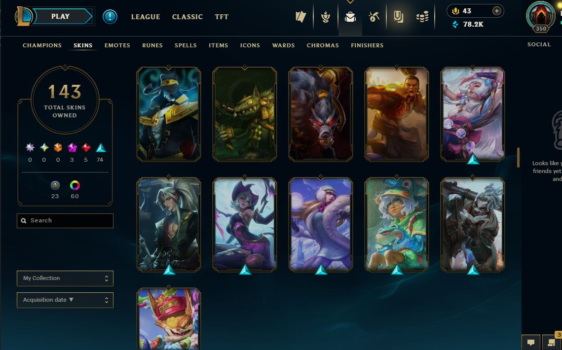 Conta de lol 140 skins muda email senha e nick, ex diamante.