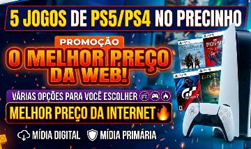 5 jogos de PS5/PS4 mídia primária