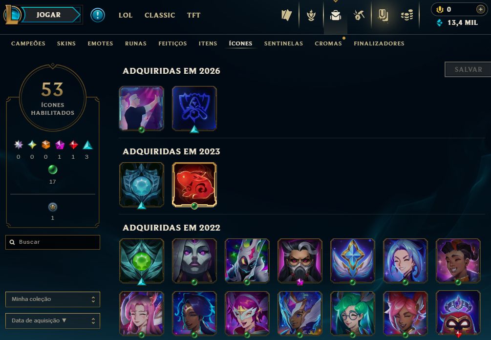 [Entrega Automática] Conta Lol Ouro, 47 Skins, 13K Ea, Upada na Mão, 100% Segura